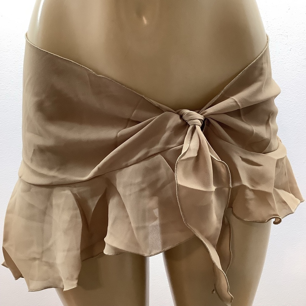 Zuliana Tan Ruffle Tie Sarong Skirt/Cover Up Skirt. Made in USA. New No Tag.